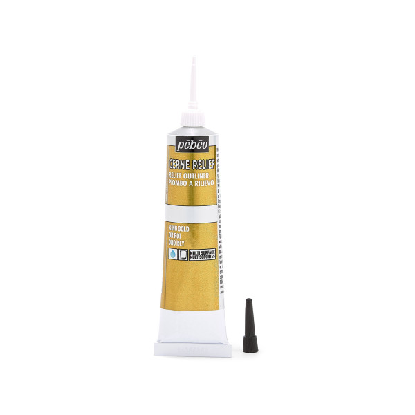 Cerne relief - Or roi - Pébéo - Pour réaliser des contours métalliques - Tube 37ml