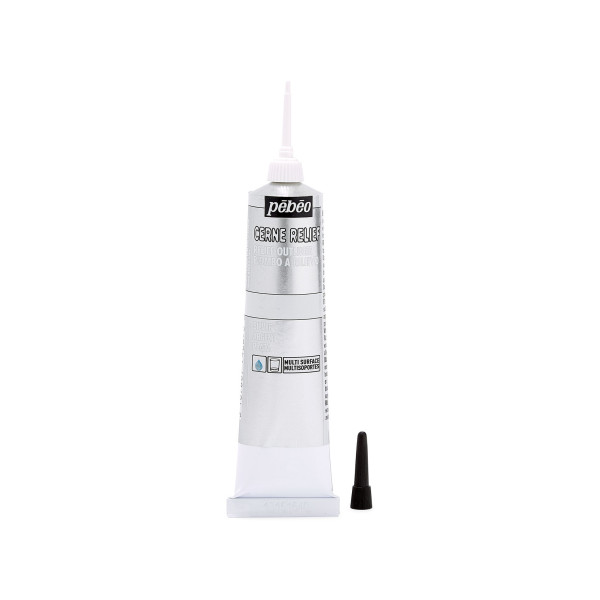 Cerne relief - Argent - Pébéo - Pour réaliser des contours métalliques - Tube 37ml