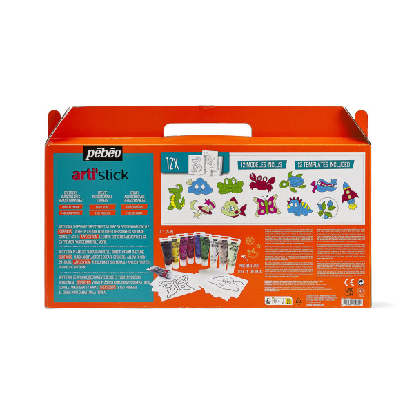 Peinture pour vitres et fenêtres - 10 tubes de couleur - Dès 5 ans - Effacable - Pébéo
