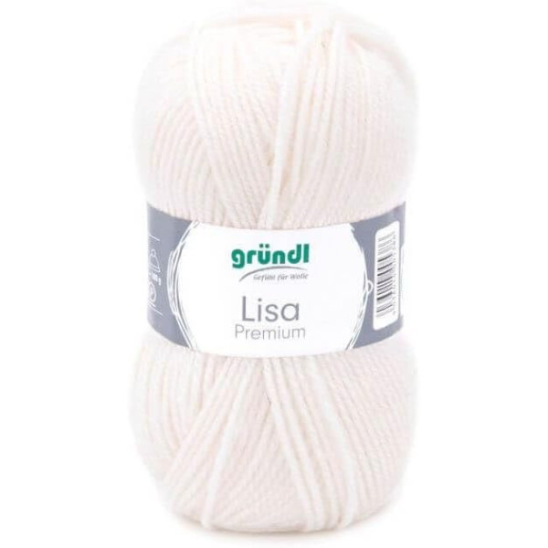 10 Pelotes de laine - Crème - 2 - 100% acrylique - 3,5/4,5 mm - Gründl - Lisa Premium