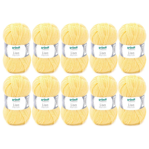 photo-10 Pelotes de laine - Jaune - 3 - 100% acrylique - 3,5/4,5 mm - Gründl - Lisa Premium