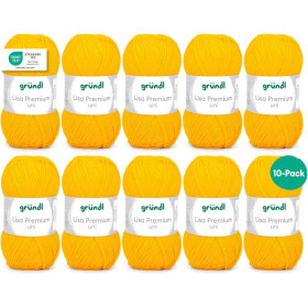 photo-10 Pelotes de laine - Jaune maïs - 10 - 100% acrylique - 3,5/4,5 mm - Gründl - Lisa Premium