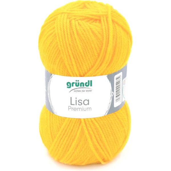 10 Pelotes de laine - Jaune maïs - 10 - 100% acrylique - 3,5/4,5 mm - Gründl - Lisa Premium