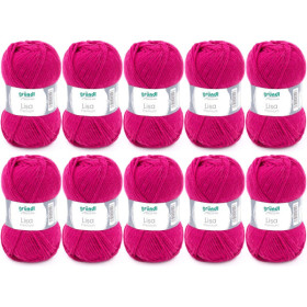 photo-10 Pelotes de laine - Fuchsia - 14 - 100% acrylique - 3,5/4,5 mm - Gründl - Lisa Premium