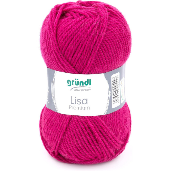 10 Pelotes de laine - Fuchsia - 14 - 100% acrylique - 3,5/4,5 mm - Gründl - Lisa Premium