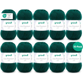 photo-10 pelotes de laine - Vert sapin - 16 - 100% acrylique - 3,5/4,5 mm - Gründl - Lisa Premium