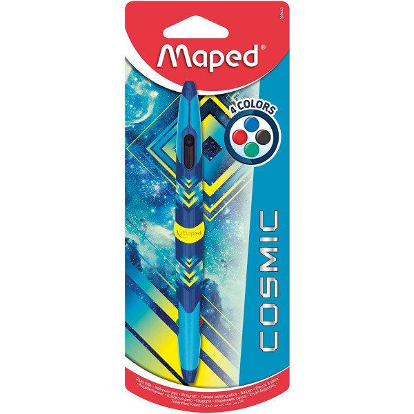 photo-Stylo à bille - 4 couleurs - Bleu rouge vert et noir - Double pointe - Cosmic - Maped