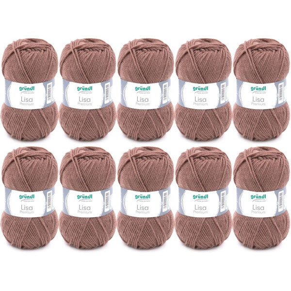 photo-10 pelotes de laine - Nougat - 22 - 100% acrylique - 3,5/4,5 mm - Gründl - Lisa Premium