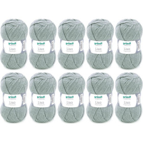 photo-10 pelotes de laine - Gris galet - 24 - 100% acrylique - 3,5/4,5 mm - Gründl - Lisa Premium