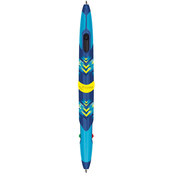 Stylo à bille - 4 couleurs - Bleu rouge vert et noir - Double pointe - Cosmic - Maped