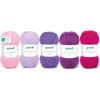 photo-5 pelotes de laine - Rose, lilas, fuchsia, violet et pourpre - 100% acrylique - Gründl - Lisa Premium