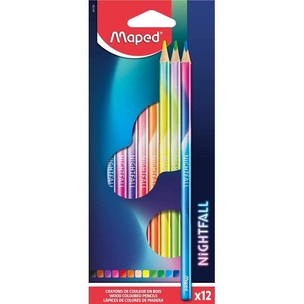 photo-12 crayons de couleur - Bois - Forme triangulaire - Nightfall - Maped