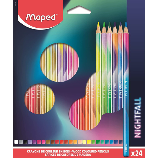 photo-24 crayons de couleur - Bois - Forme triangulaire - Nightfall - Maped