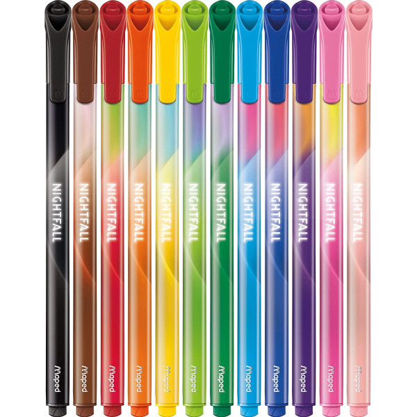 12 feutres de coloriage et d'écriture - Forme triangulaire - Nightfall - Maped