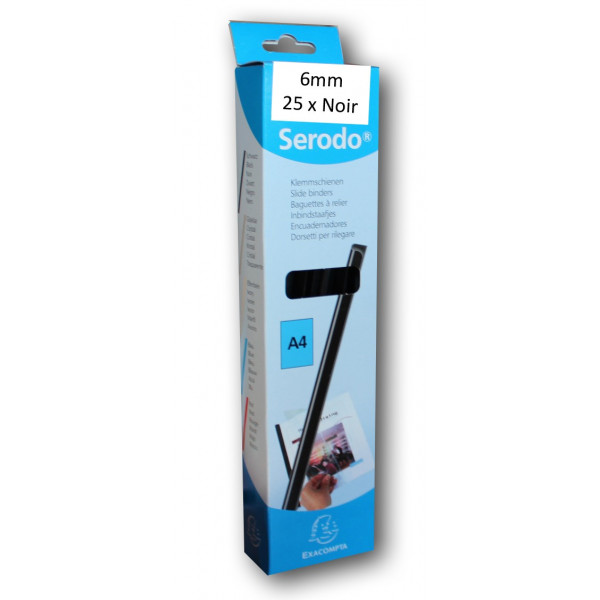 Serodo - Baguettes À Relier - A4 - 6Mm - X25 - Noir - Exacompta | à seulement 6,5 €