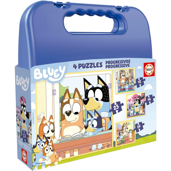 photo-Puzzles - Bluey - 4 modèles - 12 à 25 pièces - Dès 3 ans - Mallette de rangement - Educa