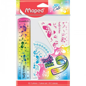photo-Mini set de traçage - Règle 15 cm - Equerre - Rapporteur - Plastique incassable - Maped