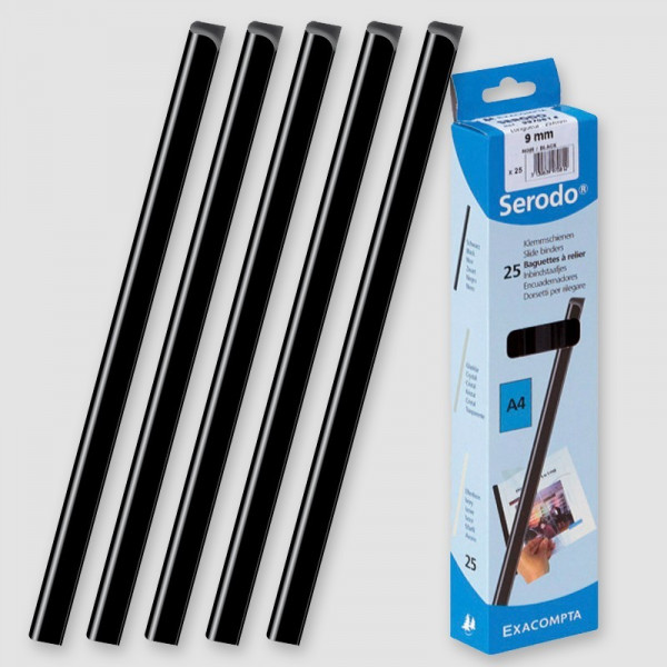 Serodo - Baguettes À Relier - A4 - 9Mm - X25 - Noir pas cher