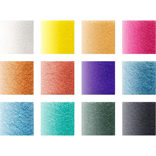 Peinture aquarelle - Kit voyage - 12 couleurs métalliques + 1 pinceau à eau + éponge - Staedtler