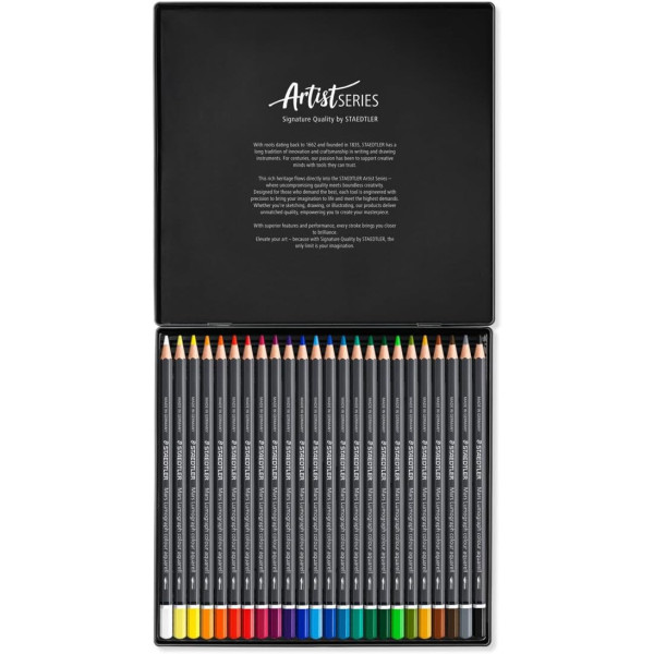 24 crayons couleur - Aquarellable - Très pigmentés - Beaux-arts - Staedtler Mars Lumograph