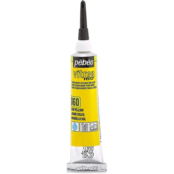 photo-Tube de peinture relief - Verre métal porcelaine - Jaune soleil - Vitrea 160 - 20ml