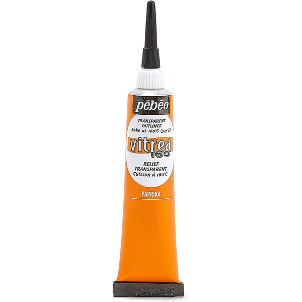 photo-Tube de peinture relief - Verre métal porcelaine - Orange paprika - Vitrea 160 - 20ml