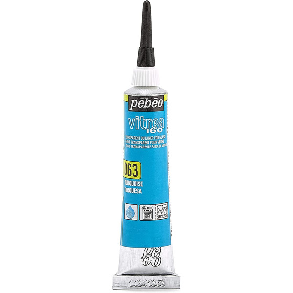 photo-Tube de peinture relief - Verre métal porcelaine - Bleu turquoise - Vitrea 160 - 20ml