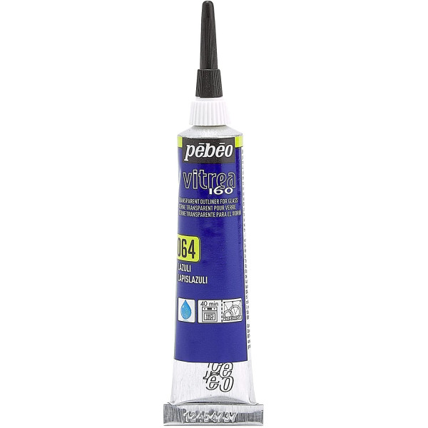 photo-Tube de peinture relief - Verre métal porcelaine - Bleu Lazuli - Vitrea 160 - 20ml