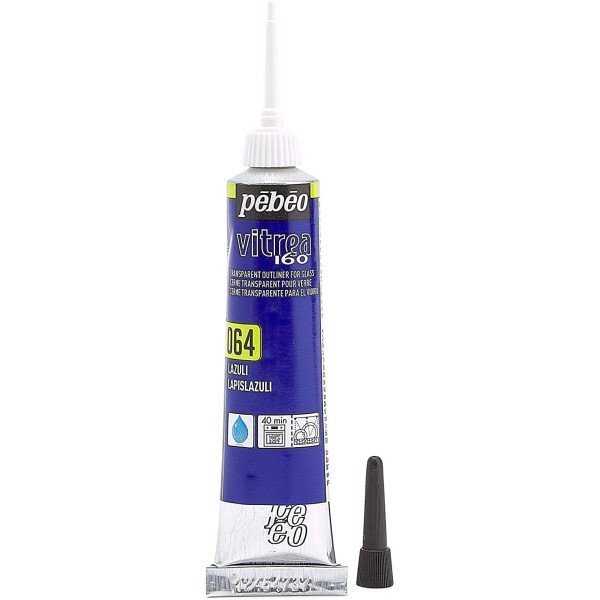 Tube de peinture relief - Verre métal porcelaine - Bleu Lazuli - Vitrea 160 - 20ml