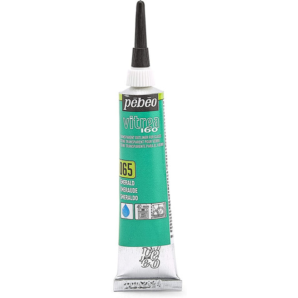 photo-Tube de peinture relief - Verre métal porcelaine - Vert émeraude - Vitrea 160 - 20ml