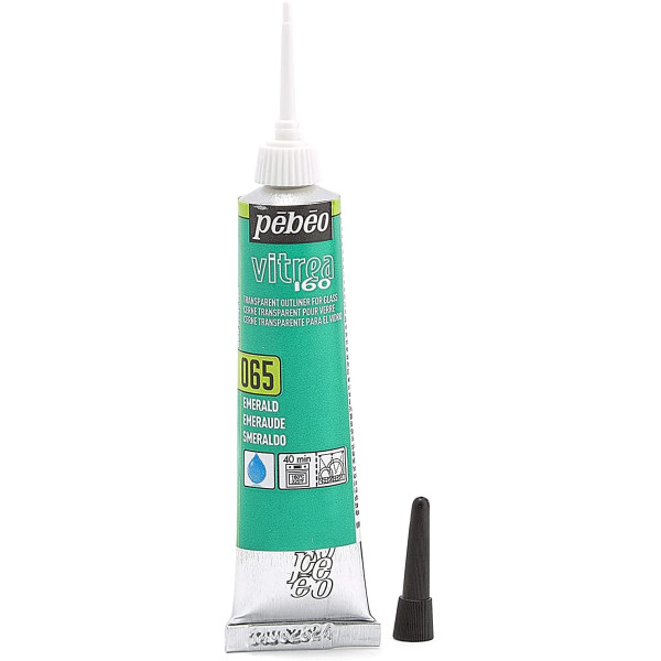 Tube de peinture relief - Verre métal porcelaine - Vert émeraude - Vitrea 160 - 20ml
