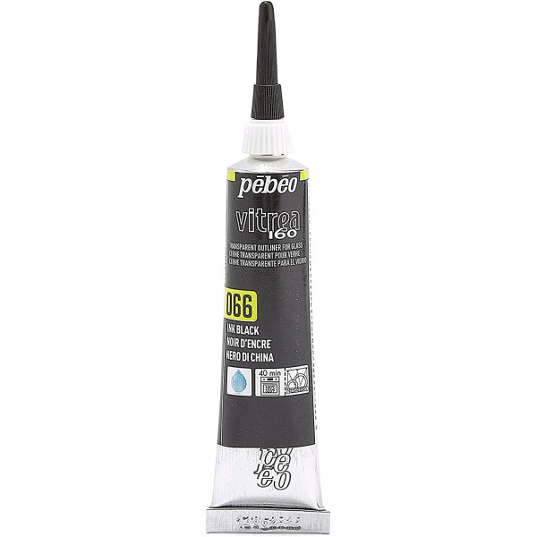 photo-Tube de peinture relief - Verre métal porcelaine - Noir d'encre - Vitrea 160 - 20ml