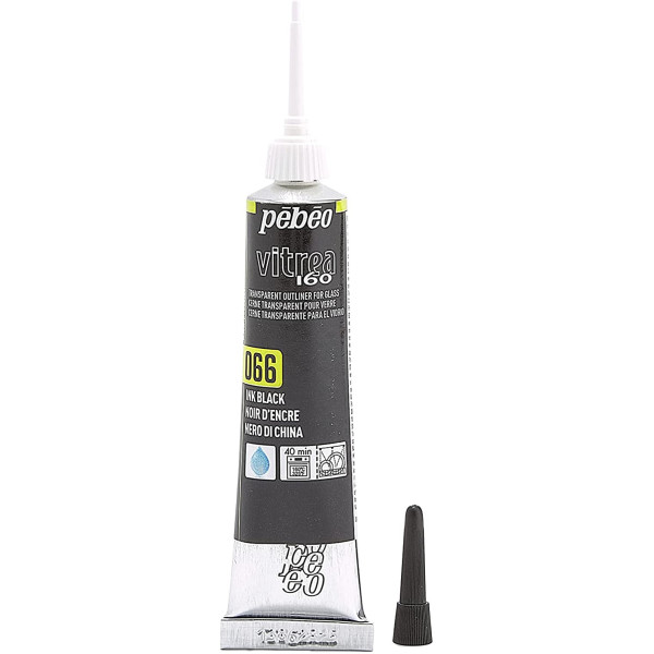 Tube de peinture relief - Verre métal porcelaine - Noir d'encre - Vitrea 160 - 20ml