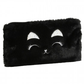 photo-Trousse - Plate - Rectangulaire - Fourrure - Noir - 22 x 12 cm