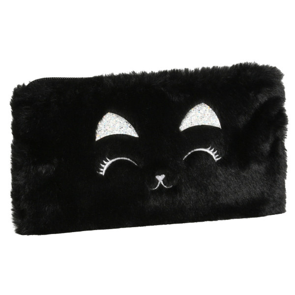 photo-Trousse - Plate - Rectangulaire - Fourrure - Noir - 22 x 12 cm