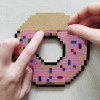 Kit créatif - 4 objets à décorer - Donut, glace, cupcake - Bois - Mirror Pixel Art - Sweets - Aladine
