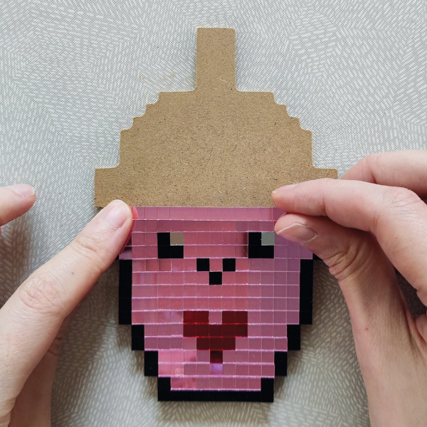 Kit créatif - 4 objets à décorer - Personnages Kawaï - Bois - Mirror Pixel Art - Kawaï - Aladine