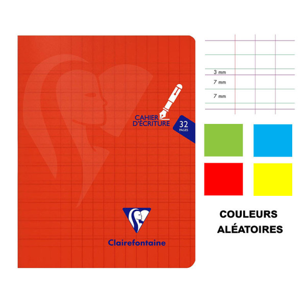 Cahier d'écriture - 17x22(cm) - DL 3 mm - 32 pages - couverture en polypro - sans spirale - Clairefontaine - Mimesys