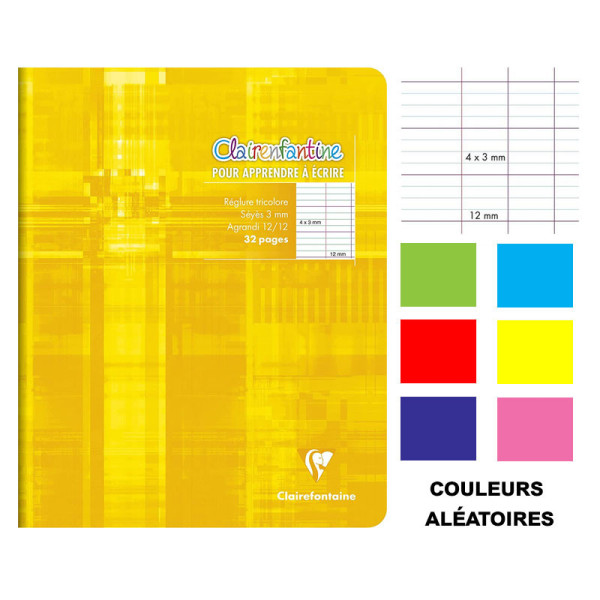 Cahier d'écriture - 17x22(cm) - Grands carreaux 3 mm - 32 pages - sans spirale - Clairefontaine