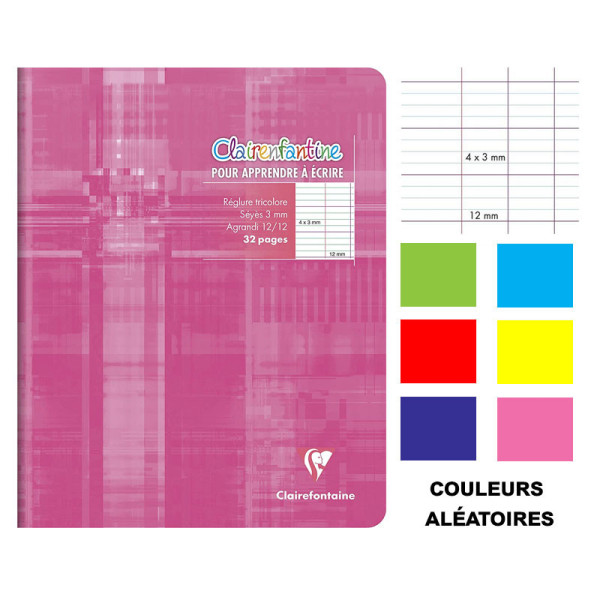 Cahier d'écriture - 17x22(cm) - Grands carreaux 3 mm - 32 pages - sans spirale - Clairefontaine