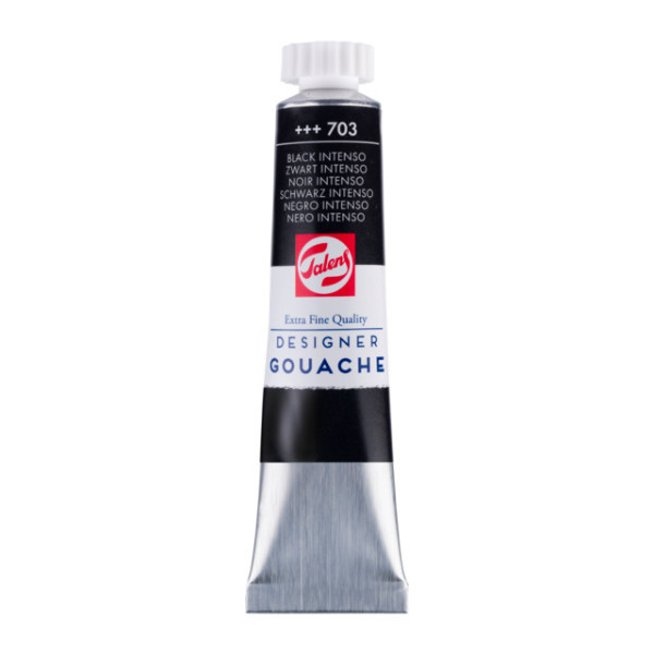 photo-Gouache - Extra-fine - Noir intense - 703 - Finition mate - Talens - Tube de 20ml