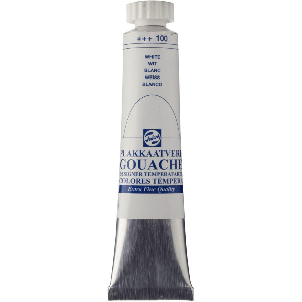 photo-Gouache - Extra-fine - Blanc - 100 - Finition mate - Talens - Tube de 20ml