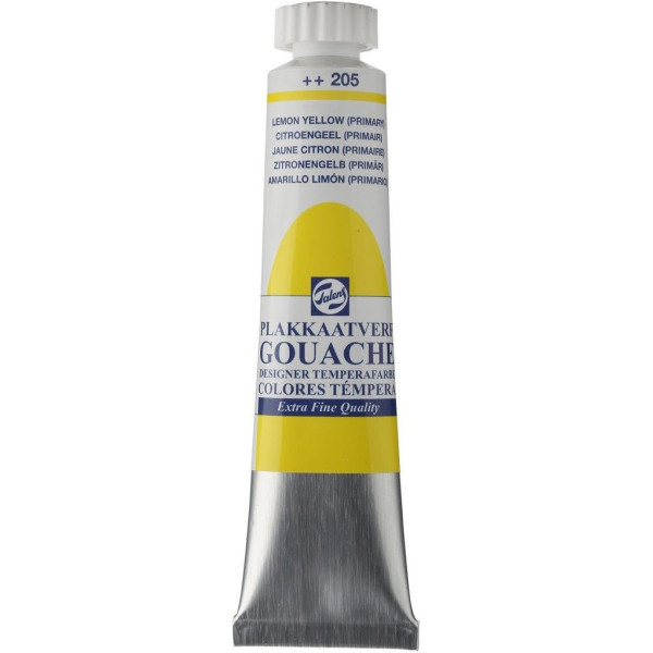 photo-Gouache - Extra-fine - Jaune citron - 205 - Finition mate - Talens - Tube de 20ml