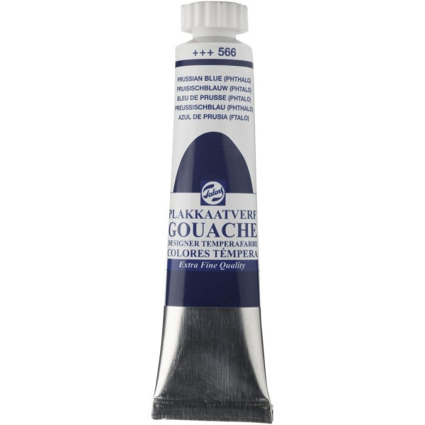 photo-Gouache - Extra-fine - Bleu de Prusse - 566 - Finition mate - Talens - Tube de 20ml