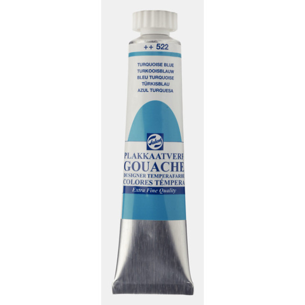 photo-Gouache - Extra-fine - Bleu turquoise - 522 - Finition mate - Talens - Tube de 20ml