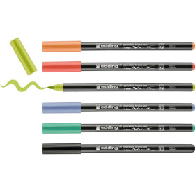 Marqueurs - Feutres - Pour porcelaine - 6 couleurs - Pointe pinceau - Edding