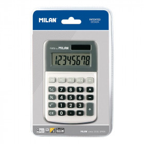 photo-Calculatrice de bureau - 8 chiffres - Blanc et gris - Piles et solaire - Milan