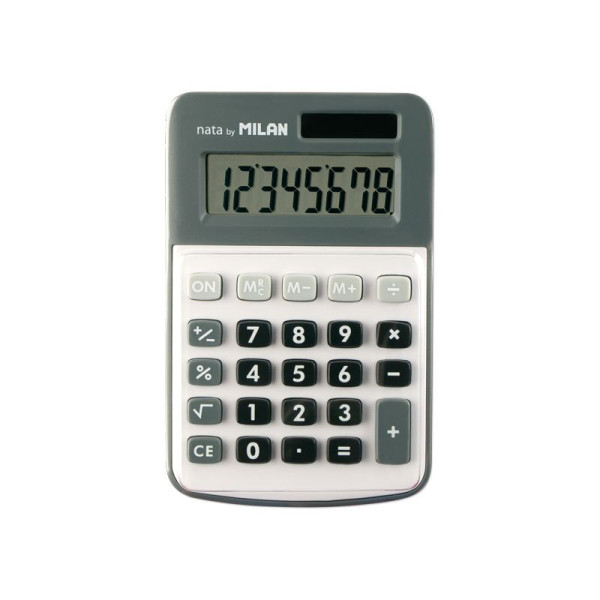 Calculatrice de bureau - 8 chiffres - Blanc et gris - Piles et solaire - Milan