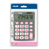Calculatrice de bureau - 8 chiffres - Rose et gris - Grosses touches - Piles et solaire