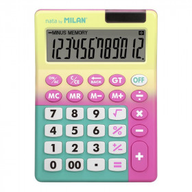photo-Calculatrice de bureau - 12 chiffres - Piles et solaire - Sunset - Jaune Rose Milan